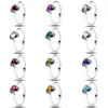 Anéis de cluster 925 prata 2024 Natal de alta qualidade 12 meses Birthstone Eternity Circle para presente de jóias femininas
