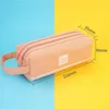 PCS Pencil Case Cute Double-Layer Canvas Stationery Bag Office School Supplies Kawaii Student Gift