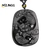 Pendentifs Obsidienne naturelle sculpture à la main poissons amulette porte-bonheur pendentif hommes et femmes pull chaîne pendentif collier cristal bijoux cadeau