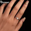 Colar Bamoer 925 Sterling Silver Classic Forma Heart Moissanite Ring for Women noivado Casamento de jóias finas MSR038