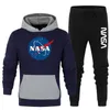 Poche couleur correspondant Nasa pull costume hommes Aviation à capuche sapin polaire deux pièces