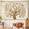 Tapestries Tree Flowers Illustration Wall Tapestry Bohemian Good Luck Hanging Home Decor Table Cover