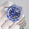 Herenhorloge Heren 41 mm Mechanisch automatisch horloge Keramische saffier Zweefsluiting Beweging Blauw lichtgevend