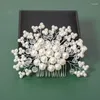 Fermagli per capelli Pettine per perle Diademi da sposa Gioielli Strass Colore argento Perline Forcina Perno laterale Accessori da sposa moda Corone