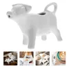 Pitcher Milk Creamer Jug Ceramic Cup Gravy Wroting Coffee Sauce Pourer Cow Mini Servering For Boat Frother Pot Handle Holder 240130