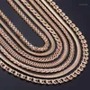 7st Lot Womens Halsband 585 Rose Gold Filled Flätad foxtail Hammered Wheat Cuban Weaving Bismark Link Chain hela LCNN1A CH2544