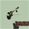 Wall Stickers Mural Cupboard Sticker Bedroom Living Room Pvc Self Adhesive Music Guitar Background Removable Home Decor Diy Art Drop Dhdxb