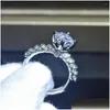 Cluster Rings Hoyon Pure Natural Zircon Stone Diamond Gemstone Solid 925 Sterling Sier Color Ring for Women Jewelry 1 Real Drop Deliv Dh2ne