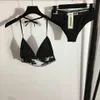 Spring/summer New Bikini Two-piece Swimsuit Set Letter Webbing Waist Lacing Underwear + Triangle Underwear