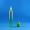 100 pièces 30 ml flacon compte-gouttes en plastique couleur verte hautement transparent avec bouchons à double preuve sécurité des enfants voleurs longs mamelons sûrs Xvjpr Fucw