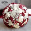 Kyunovia Burgundy Brooch Buket Fildişi Gelin Buketleri De Mariage Yapay Kristal Düğün Çiçekleri Buque De Noiva 4 Renkler FE86230C