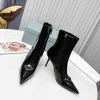 2024 New Shoes 10A Luxury Designer Niki Liz Ankle Boots Pointed Block Cone Heel 8.5cm Women Designer Leather Sole Suede Cold Boots High Heels Size 35-41