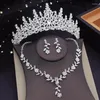 Pinces à cheveux de luxe couleur argent cristal ensembles de bijoux de mariée diadèmes de mariée couronne collier boucles d'oreilles mariage Dubai ensemble pour fête bal