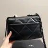 Designer de luxo clássico 19bag mulheres crossbody saco francês marca moda nova corrente preta mulheres aleta sacos de ombro bolsa número de série senhoras mensageiro de couro