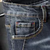 Męskie dżinsy 2024 Zgrane dżinsowe ubrania motocyklowe mody uliczne rozciąganie młodzieżowe spodnie imprezowe