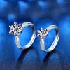 Cluster-Ringe TKJ 925 Sterling Silber sechs feste 1 Moissanit verstellbarer Ring Braut-Charm-Schmuck