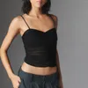 Tanks Femmes Heziowyun Femmes Y2K Rétro Crop Camisole Été Vintage Ruché Spaghetti Strap Débardeurs T-shirt sans manches Streetwear