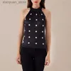 Women's T-Shirt Sexy Women Tight Slim Sleeveless Tank Vest Fitness Halter Shirt Top Fashion Printed Dot Womens Tees Tops New 2023 240130