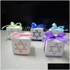 Party Favor 50pcs Star of David Boxes Wedding Baby Shower Holder Recepcjoner Decor Table Sweet Pakiet z RIBB186W Drop dostawa hom dhsmn