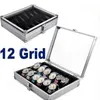 Titta på Box Cases 12 GRID SLOTS Titta på Winder Aluminium Alloy Inside Container smycken Organisator Tillbehör Display Storage Case1 Box230x