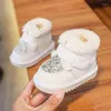 Boots Baby Girl 2024 Winter Toddler Warm Shoes With Fur Infant First Walkers Soft Leather Children Anti-slip Snow For