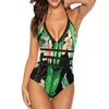 Damesbadmode Palmbladerenzwempak Zebra en bloemenprint Kleurrijk ééndelig sportbodysuit Sexy Sling Monokini