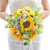 Ghirlande di fiori decorativi Bouquet di girasoli artificiali Fiori finti di seta Bouquet da sposa fai da te Centrotavola Composizioni Party Ho2976