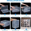 Foldable Acrylic Plate Shoes Storage Box Space Saving Stackable Thickened Shoe Sneaker Storage Organizer Case Easy To Assembly 240125