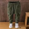 Trousers Boy Cargo Pants Kids Spring Autumn Clothes Solid Children For Boys Overalls Toddlers Black Green Biege