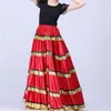 Stadiumkleding van de Spaanse vrouw Flamenco Rok-danskostuum Jurk voor zwart Spanje Adu Ondersteuning Maagfestival