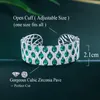 Bangle ThreeGraces Luxury Trendy Green Cubic Zirconia Silver Plated Wedding Engagement Party Open Cuff For Women Jewelry B085