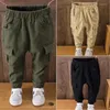 Trousers Boy Cargo Pants Kids Spring Autumn Clothes Solid Children For Boys Overalls Toddlers Black Green Biege