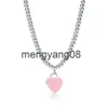 Hänghalsband design 925 sterling silver pärlor halsband för kvinnliga smycken med rosa blå röd svart färg emalj hjärthalsband2180