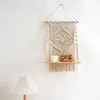 Tapisseries Macramé Étagère murale Salle de bain Rustique Boho Décor Plante À La Main Tissé Corde Étagères Organisateur Pour