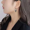 Dangle Earrings Korean Black Love Heart Tassel Drop For Woman Asymmetrical Hollow Oil Painted Statement Earring Aesthetic Party Jewelry