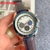 Лучшие модные кварцевые мужские часы с хронографом, 42 мм, кожаный ремешок, мужские часы с датой, Relogio Masculino2316