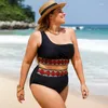 Kvinnors badkläder storlek baddräkt två stycken 2024 Summer Woman Big Bikini Baddräkter Etnisk stil en-axel split damer