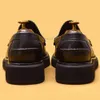 Itália borla mocassins masculinos de couro genuíno elegante casamento cabeça redonda sapato casual marrom preto deslizamento-em calçados masculinos