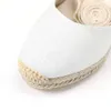 Espadrille Sandal 2024 Sandalias Mujer Ny 0-3 cm Tienda Soludos Womens Wedge Sandals Cap Toe Concise Cotton Tyg {Sandals}