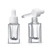 Clear Square Glass Droper Bottle Essential Oil Parfume Bottle 15 ml med vit/svart/guld/silverlock Kormw Ucsnh