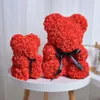 Home Decor 40cm With Heart Big Red Teddi Bear Rose Flower Artificial Decoration Christmas Gifts For Women Valentine's Day Gif282n