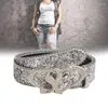 Bälten 634C Belt Girl Pink Silver Decorations European och American Fashionable Sequined Jeans All-Matched Design