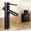 Rubinetti per lavandino del bagno Lavabo Rubinetto a cascata in bronzo nero Rubinetti ad arco alto in bambù Miscelatore monocomando e acqua fredda