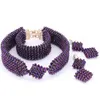 Dudo Fashion Purple African Jewellery Bridal Bracelet Earrings Choker Necklaceセット