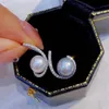 22092410 Women's pearl Jewelry lockets akoya 8-9mm 7-8mm freshwater rhinestone zirconia geometic curve pendent 18k yellow w192x