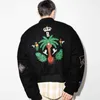 Men's Jackets Rhude 24fw flower embroidery badge woolen baseball suit mens high street casual loose pilot jacket designer