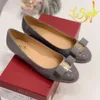 Chaussures de créateurs Varina Ballerines Vara Bow Mocassins Ferragamu Robe Chaussures Femmes Casual Confortable Costume Marque Slip On Chaussures Inspopulaire Gris Taille EUR 34-40