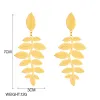 Boucles d'oreilles en forme de cœur et de feuille de papillon en or jaune 14 carats pour femmes et filles, bijoux d'oreille à la mode, cadeau de fête