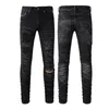 Calças de brim famosas homens mulheres tops High Street Hole bordados jeans estiramento calças slim-fit jeans verdadeiros 8 estilos preto azul carta impressa moletom