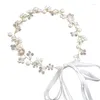 Fermagli per capelli Fascino Donna Copricapo da sposa Fiori Fatti a mano Perline Copricapo da sposa Ornamenti Fascia per capelli H Strap Gioielli